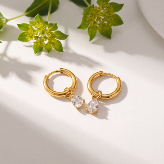 Golden Teardrop Hoops