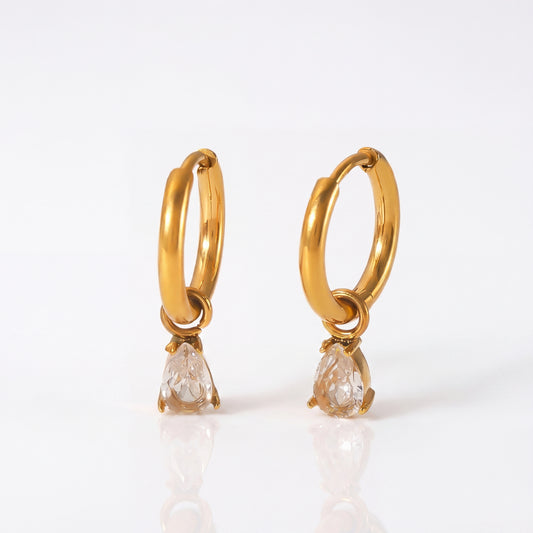 Golden Teardrop Hoops
